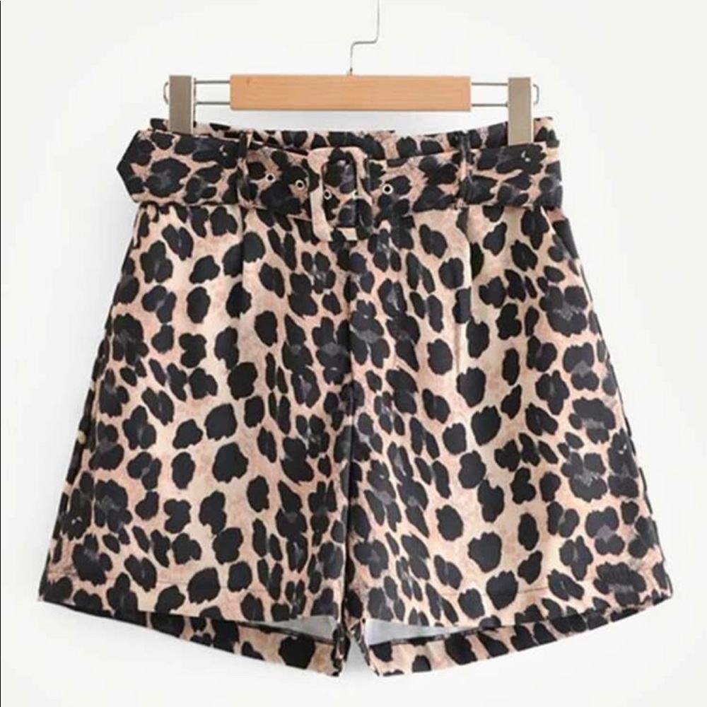 Leopard Belted Shorts